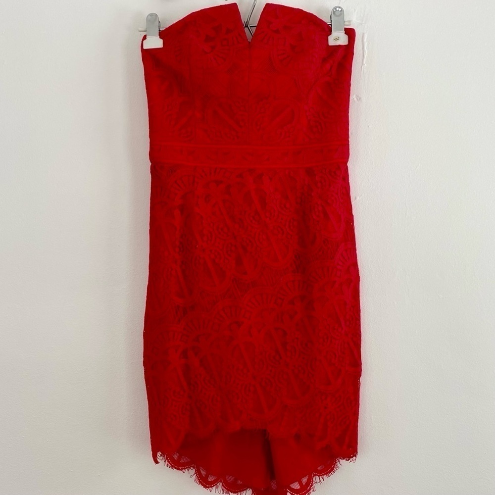 Anthropologie Adelyn Rae Red Lace Bandeau Dress